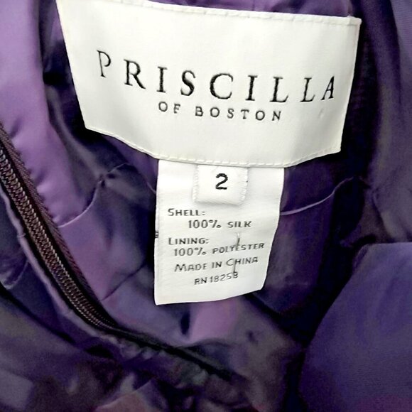 Priscilla of Boston Silk Strapless Cocktail Dress Purple Size 2 Bridesmaid Forma - Picture 3 of 8